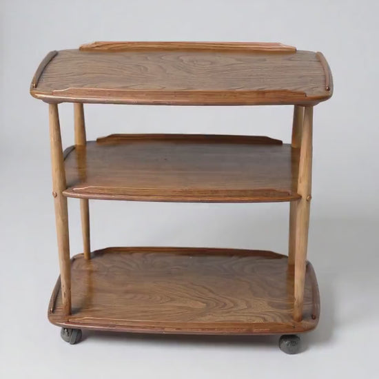 Vintage Ercol Elm & Beech Three-Tier Drinks Trolley