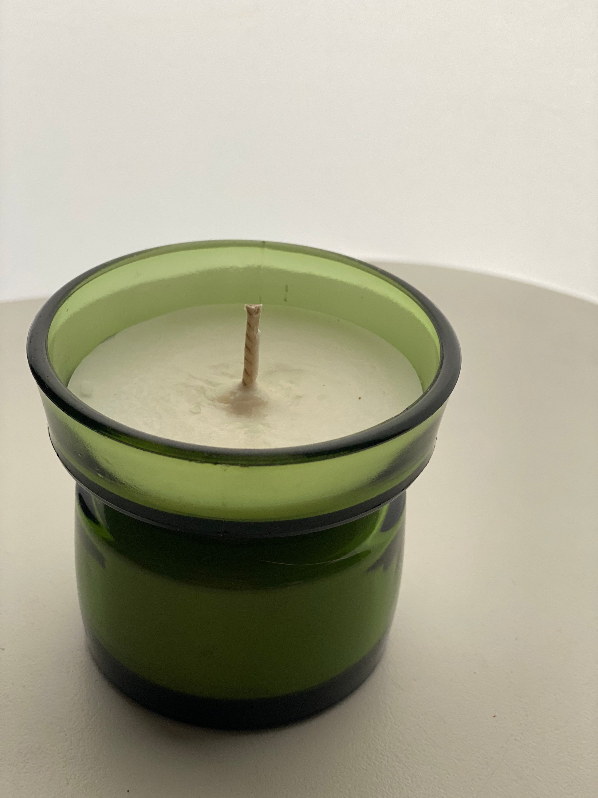 Dansk Design Waxed Filled Candleholder, designed by Jens Harald Quistgaard in the 1960s Green Glass Vintage
