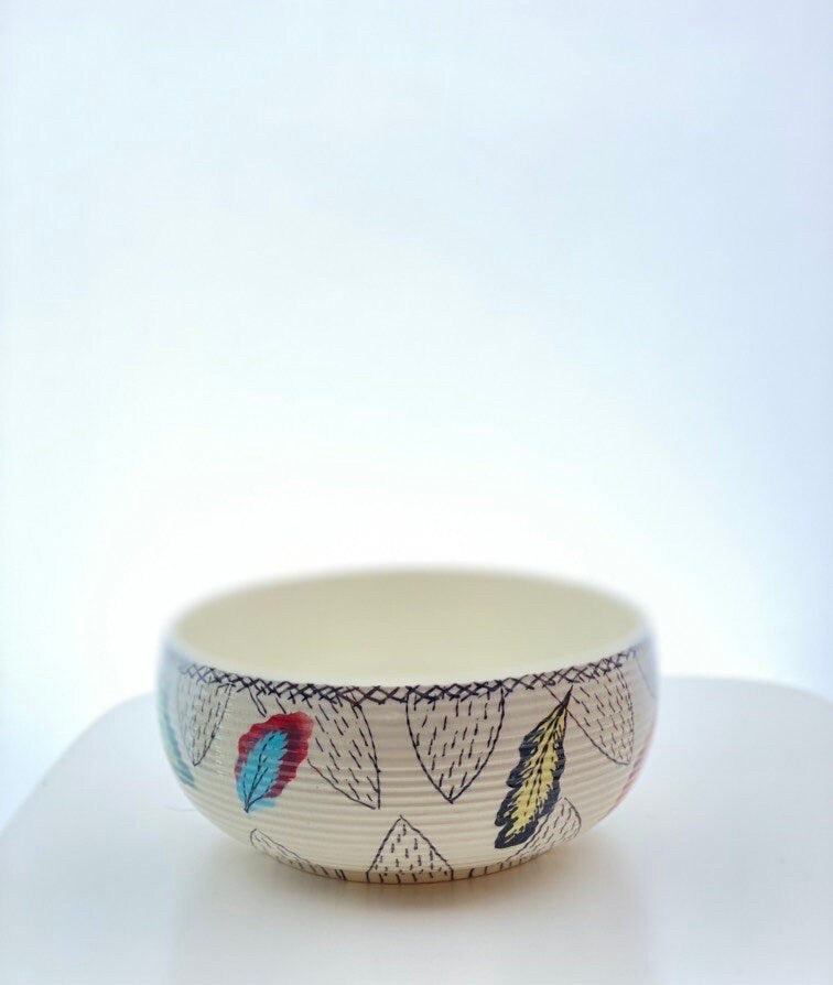 Scandinavian Style 1940s 50s British Autumn  Illustrated Bowl