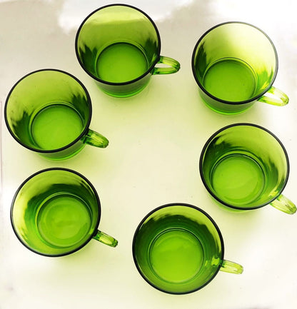 6 Vintage Midcentury 1970s Emerald Green Duralex Espresso Cups