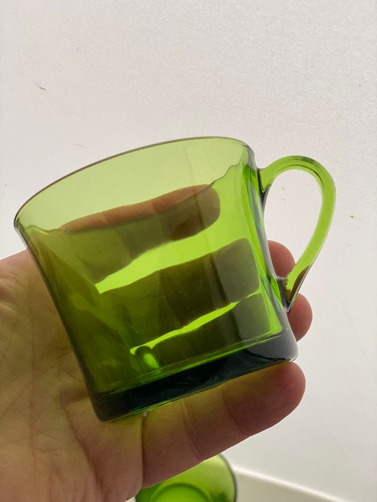 6 Vintage Midcentury 1970s Emerald Green Duralex Espresso Cups