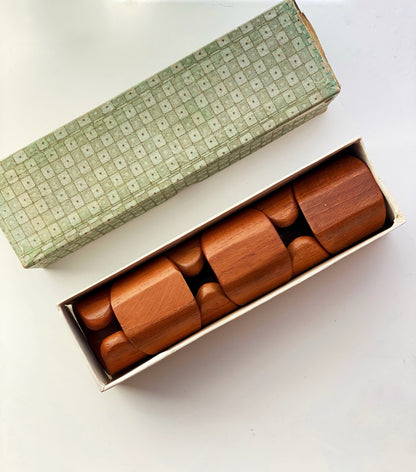 Midcentury teak napkin rings. Danish Scandinavian homeware