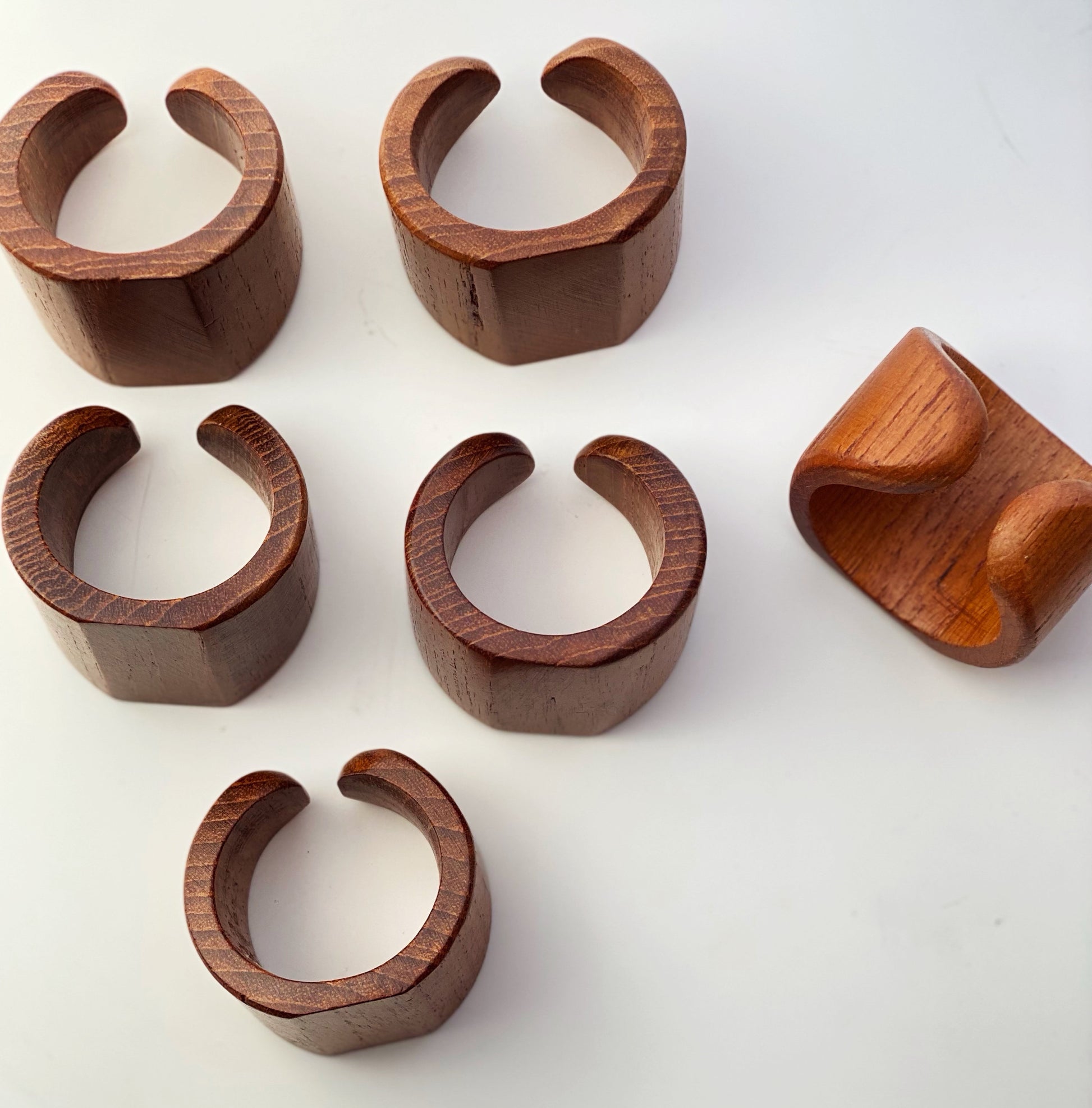Midcentury teak napkin rings. Danish Scandinavian homeware