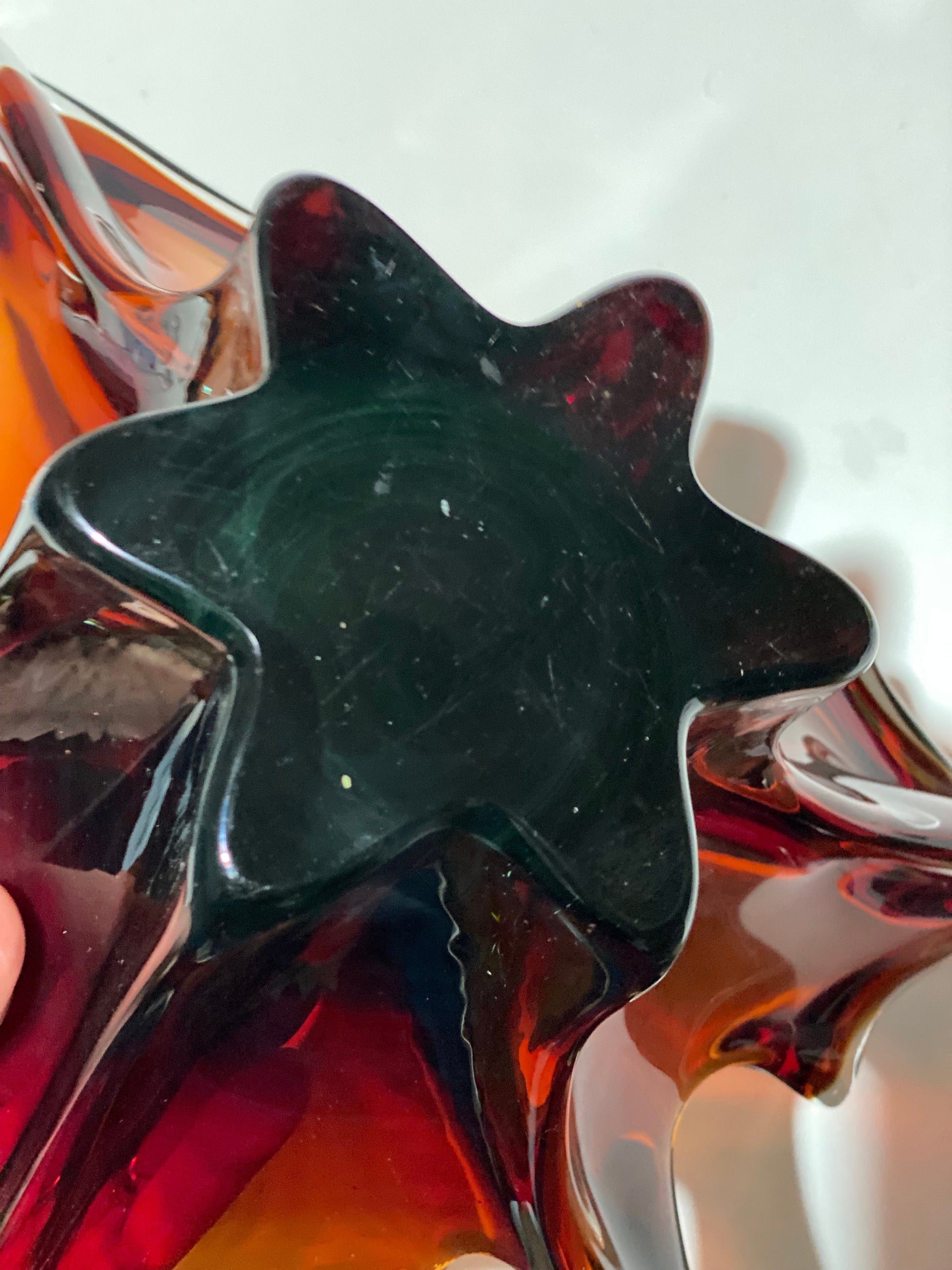 Large Murano Midcentury Bowl in Warm Chocolate Amber with Bright Highlights 1960s