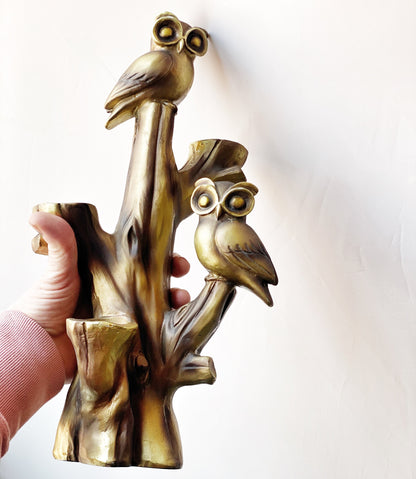 Owl Centrepiece Votive Holder. Wood and Painted Resin Scandinavian Folklore