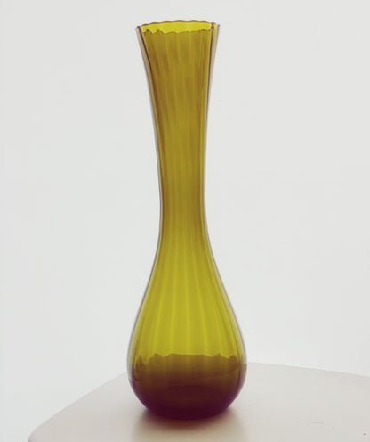 Vintage Empoli 1970s Moss Green Tall Vase