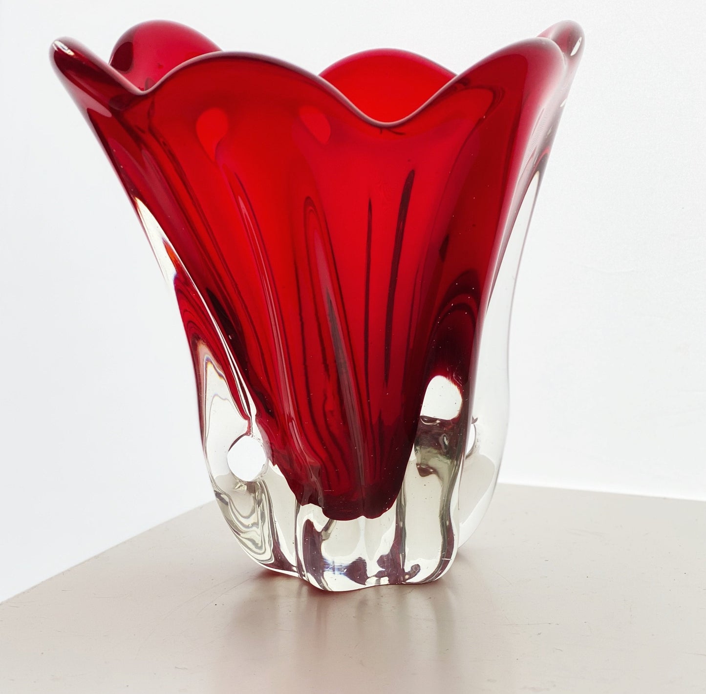 Dramatic free form 1950s Japanese glass vase