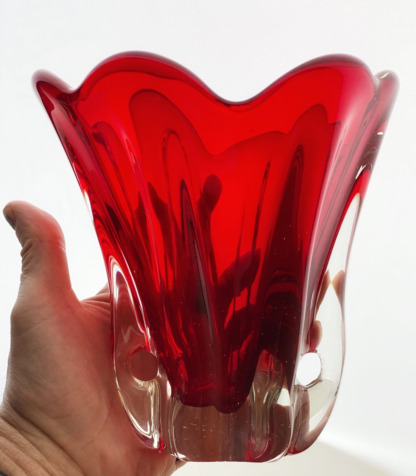 Dramatic free form 1950s Japanese glass vase