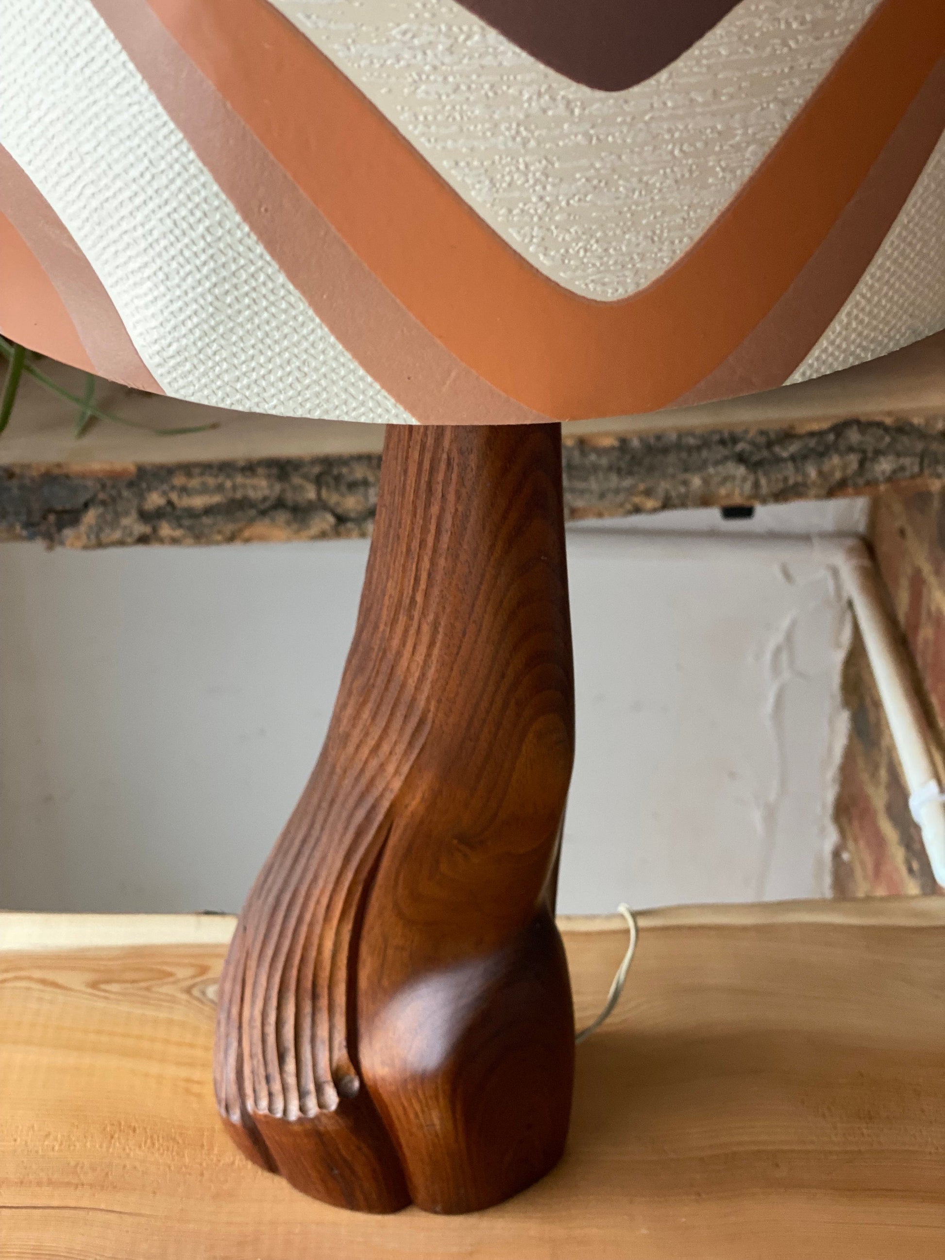 1960s Teak Table Lamp Asymmetric Design