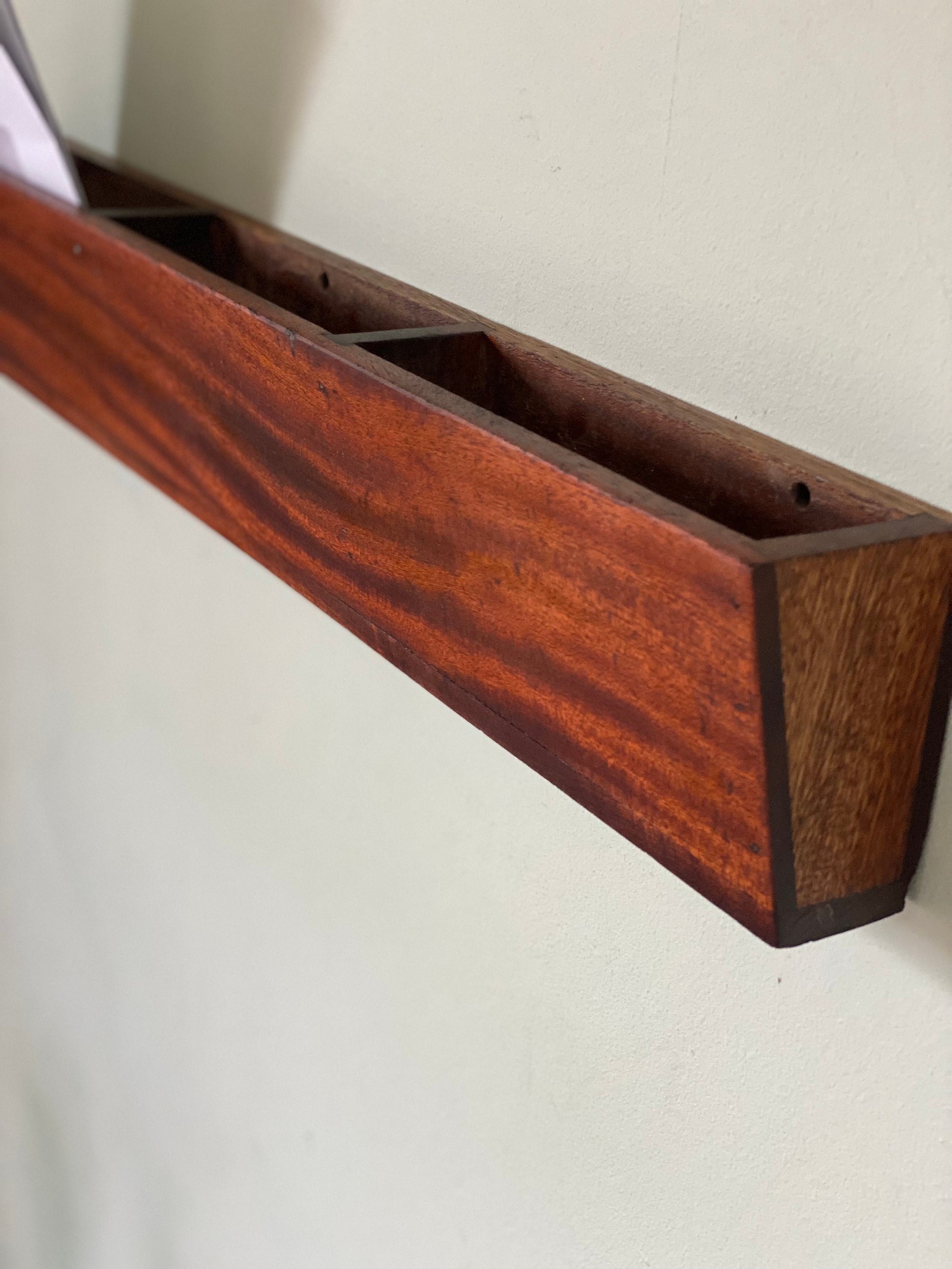 Rosewood 1950s floating letter rack tidy. Danish style