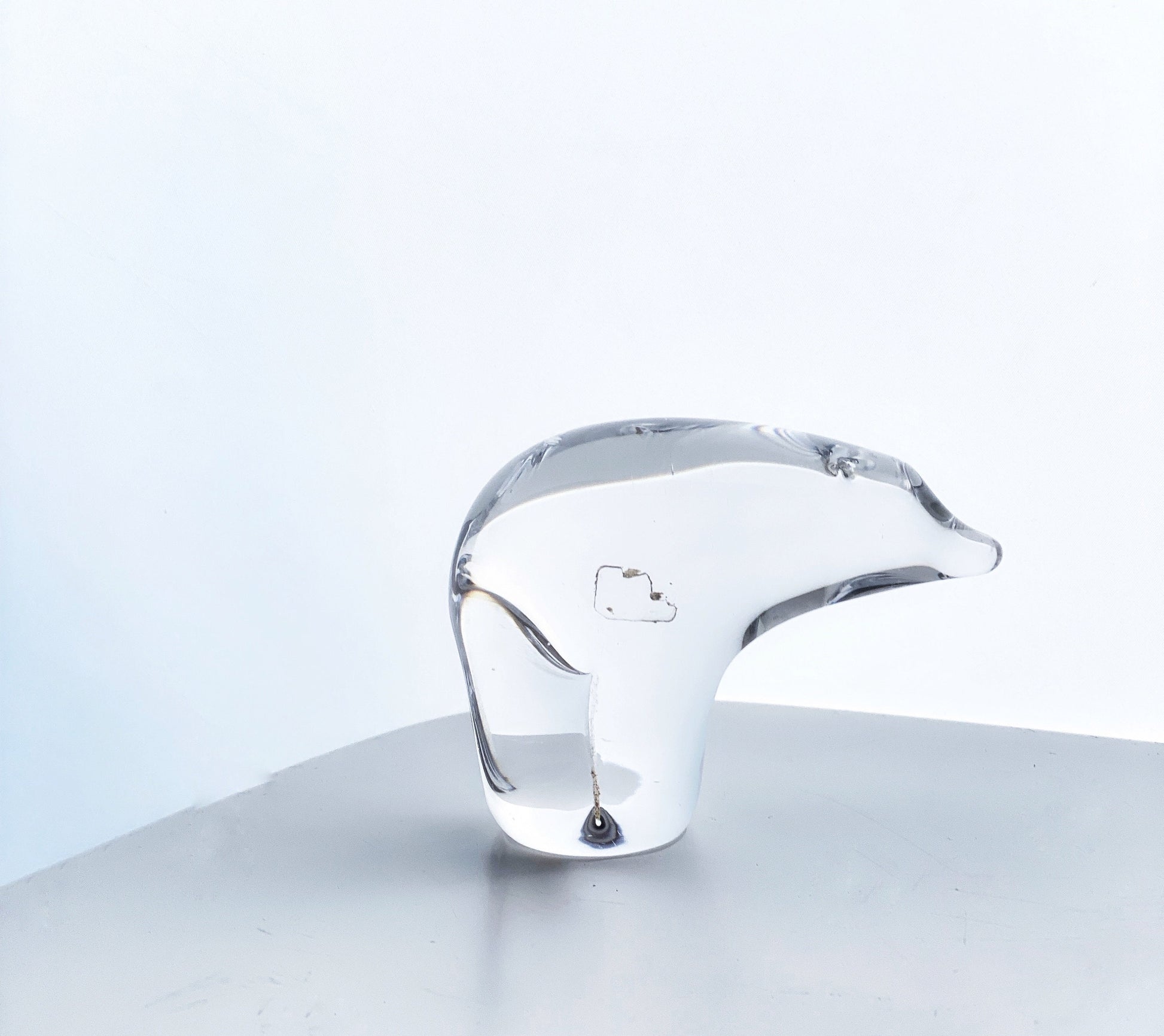 Midcentury Scandinavian Inspired Wedgwood Crystal Glass Polar Bear Paperweight - L5009