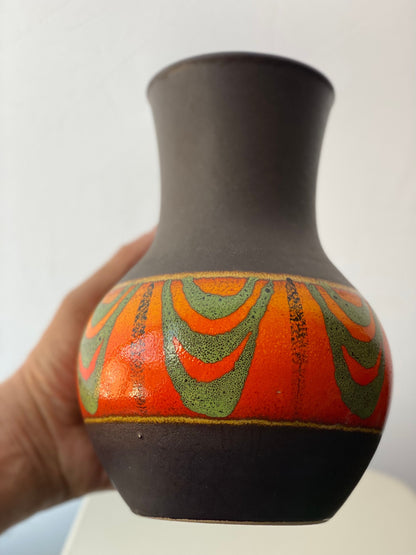 Vibrant Vintage Dumler & Breiden German Stoneware Vase - 1960s-70s Orange