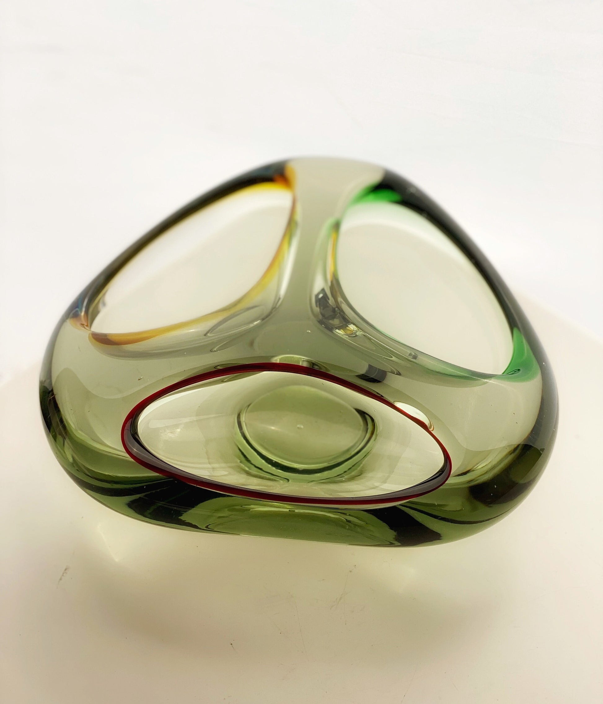 Murano Style Tri-Bowl Heavy Glass