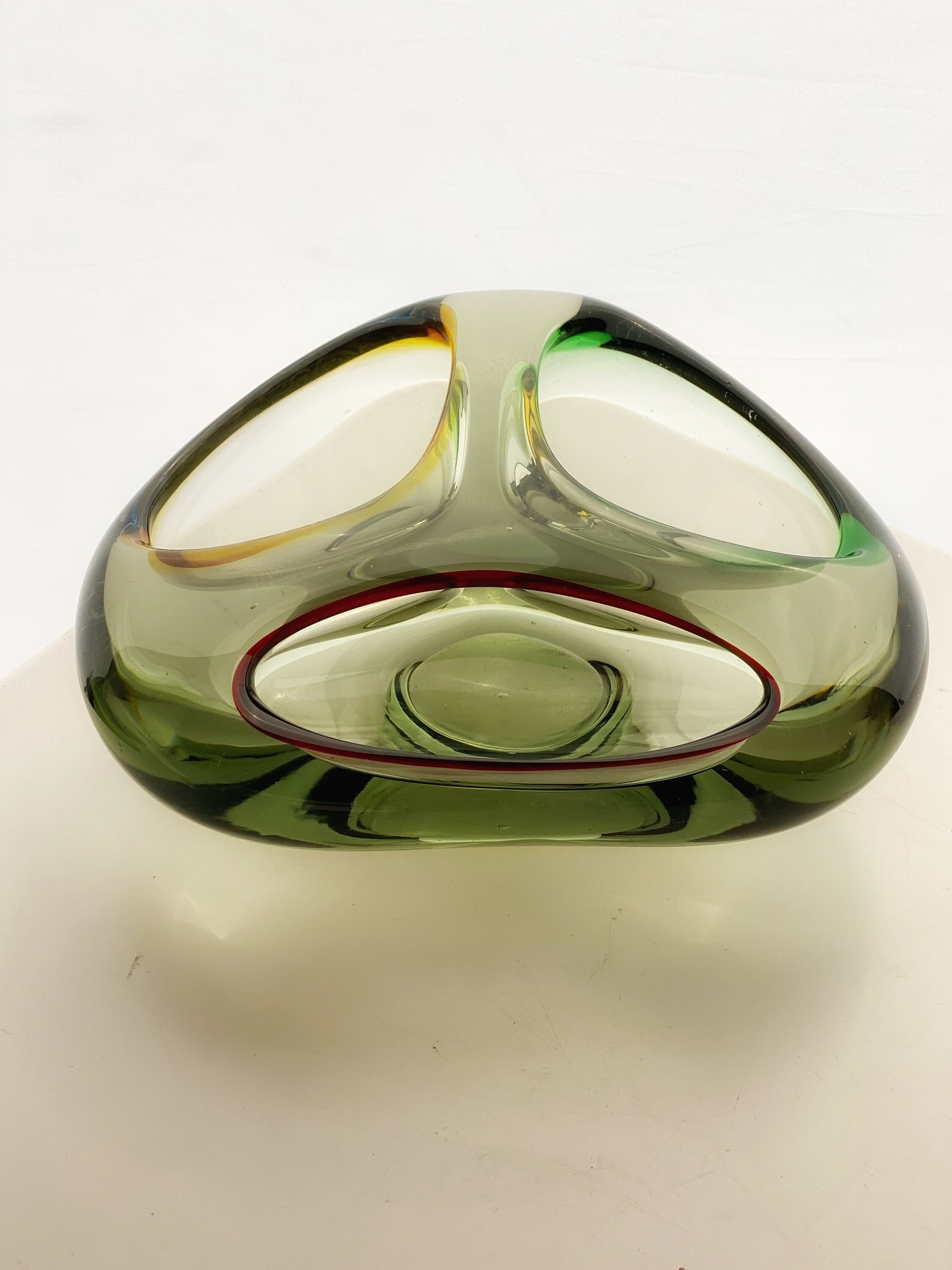 Murano Style Tri-Bowl Heavy Glass
