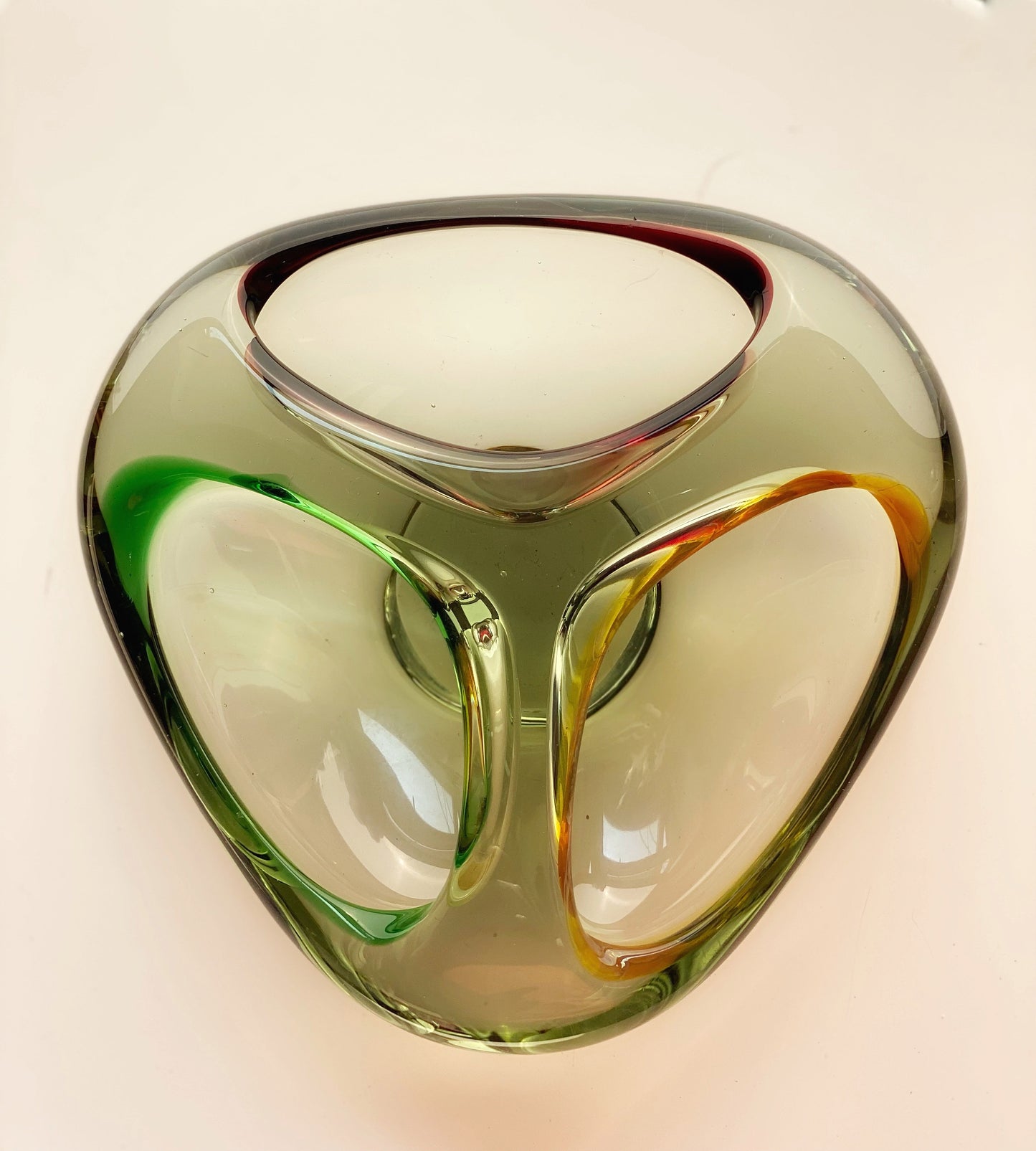 Murano Style Tri-Bowl Heavy Glass