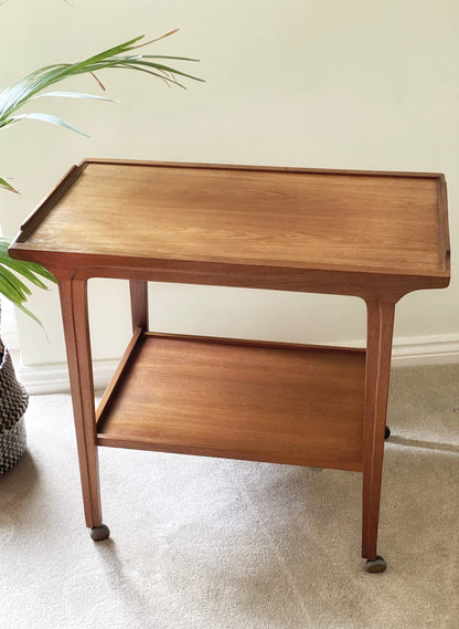 Mid-Century Oak and Teak Drinks Trolley Scandinavian Danish Style