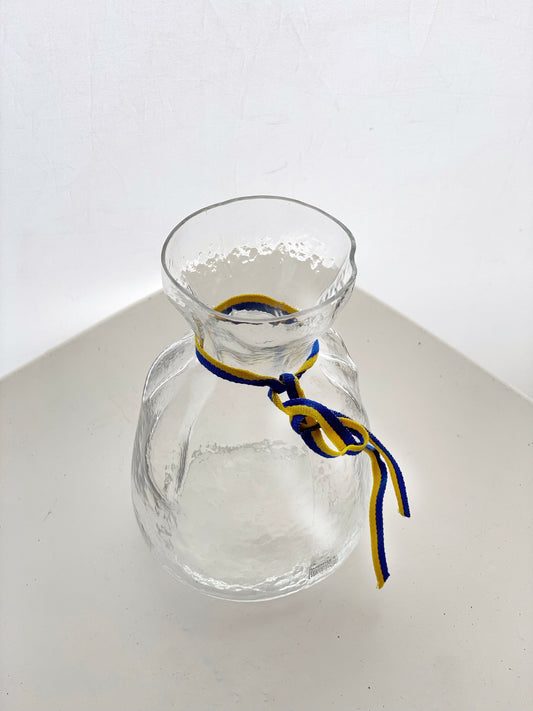 Scandinavian Sea Glasbruk Vase 'Glass Bag’  designed by Rune Strand with Original Ribbon