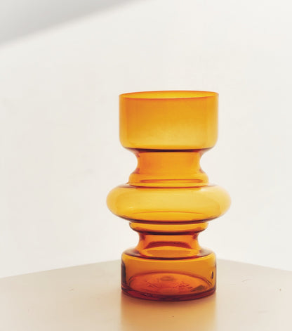 Lindshammar Gunnar Ander Swedish Orange Glass Vase in Wonderful Orange