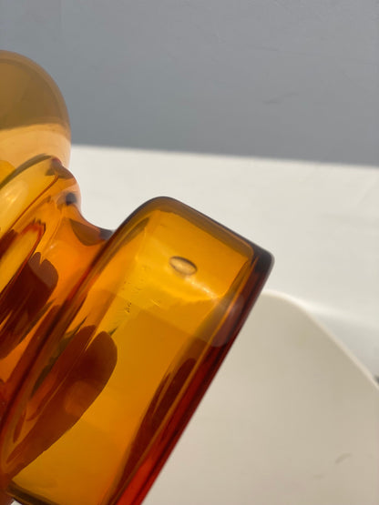 Lindshammar Gunnar Ander Swedish Orange Glass Vase in Wonderful Orange