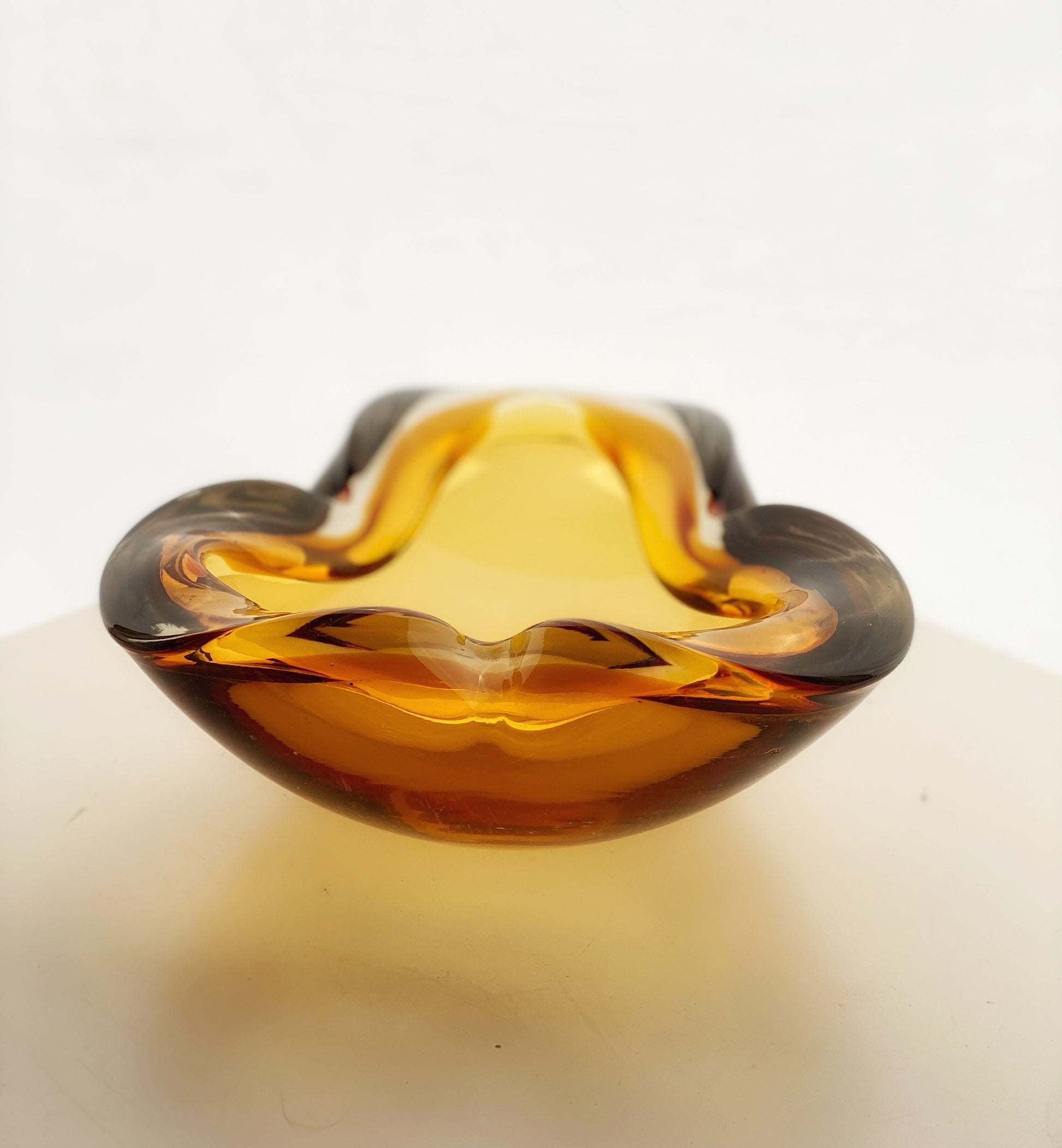 Italian Glass Murano Amber Gold  Heavy  Bowl