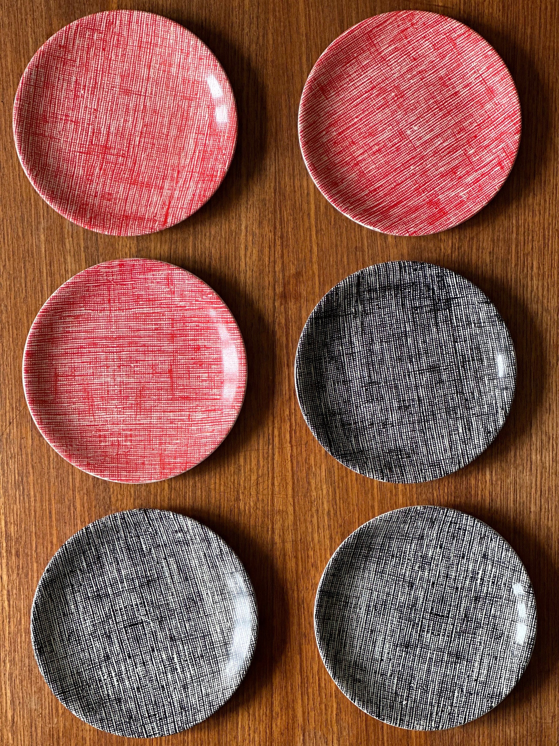 1950s Modernist Abstract Side Plates Wall Plates UK Design Ceramic Pottery