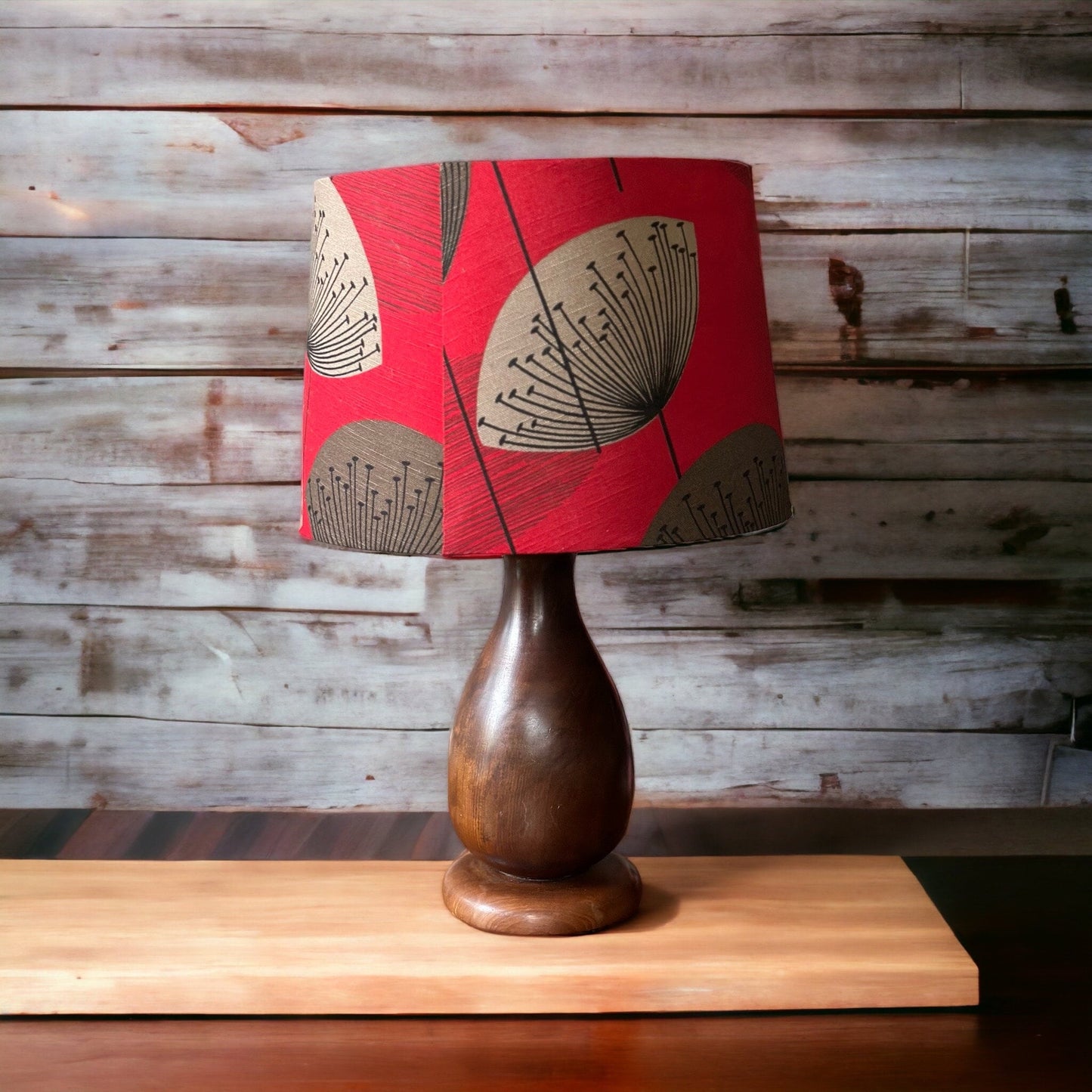 1970s Teak Table Lamp Teardrop shape on Pedestal