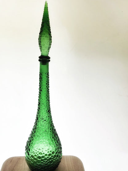 Italian Green 'Genie' Decanter 1970s Empoli Glass