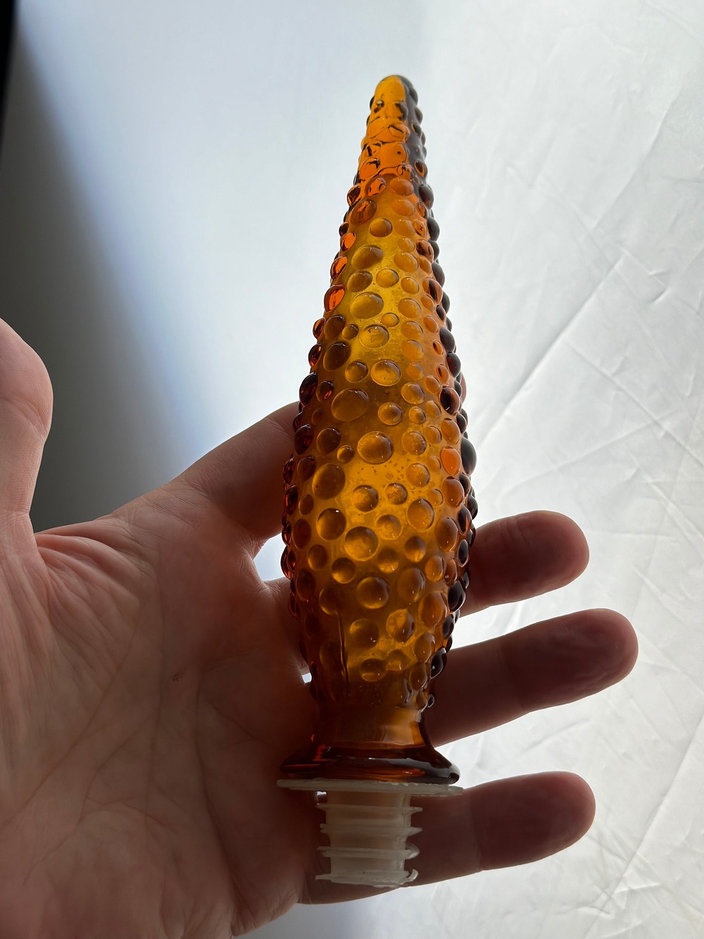 Italian Amber 'Genie' Decanter 1970s Empoli Glass
