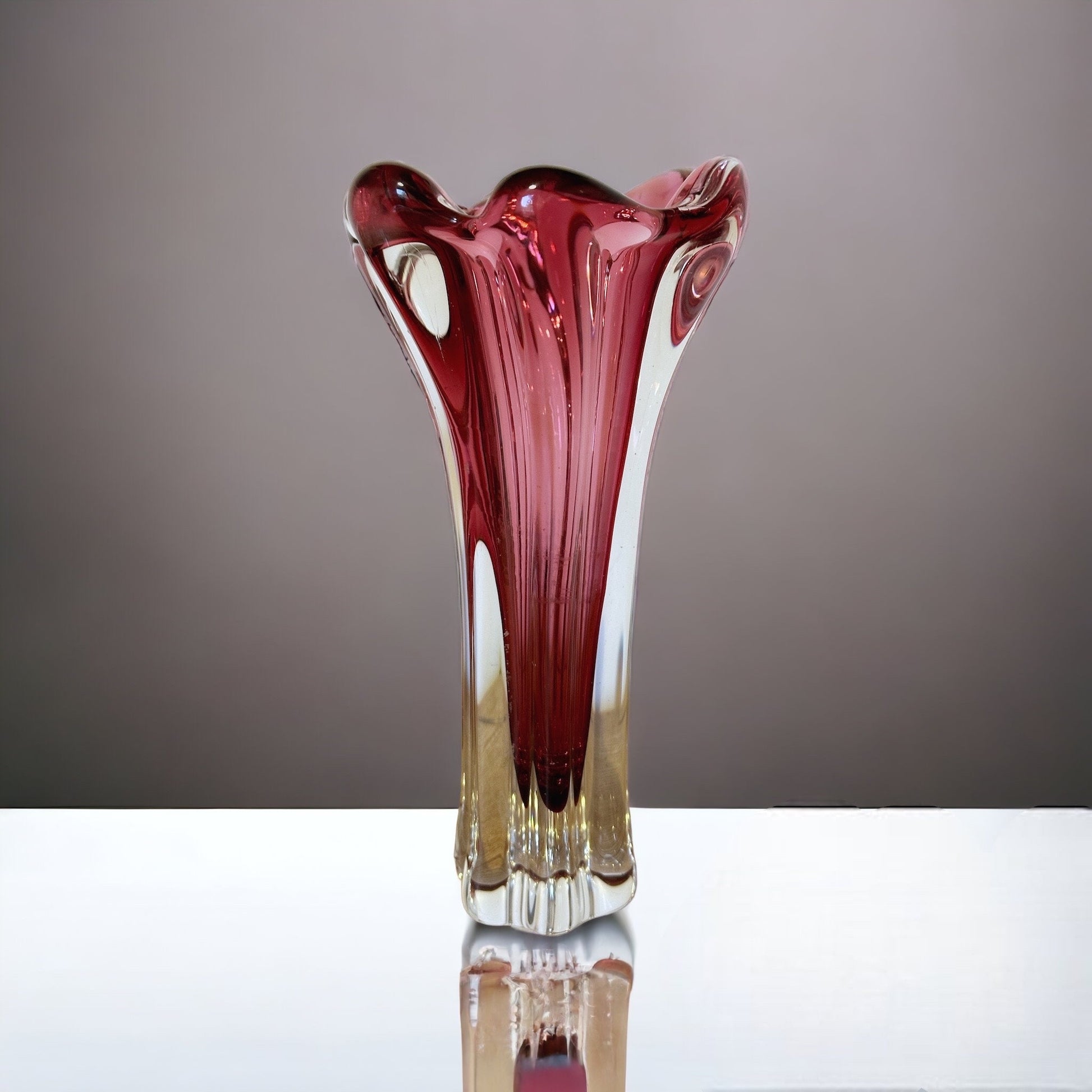 Dramatic Freeform 1960s Japanese Glass Vase