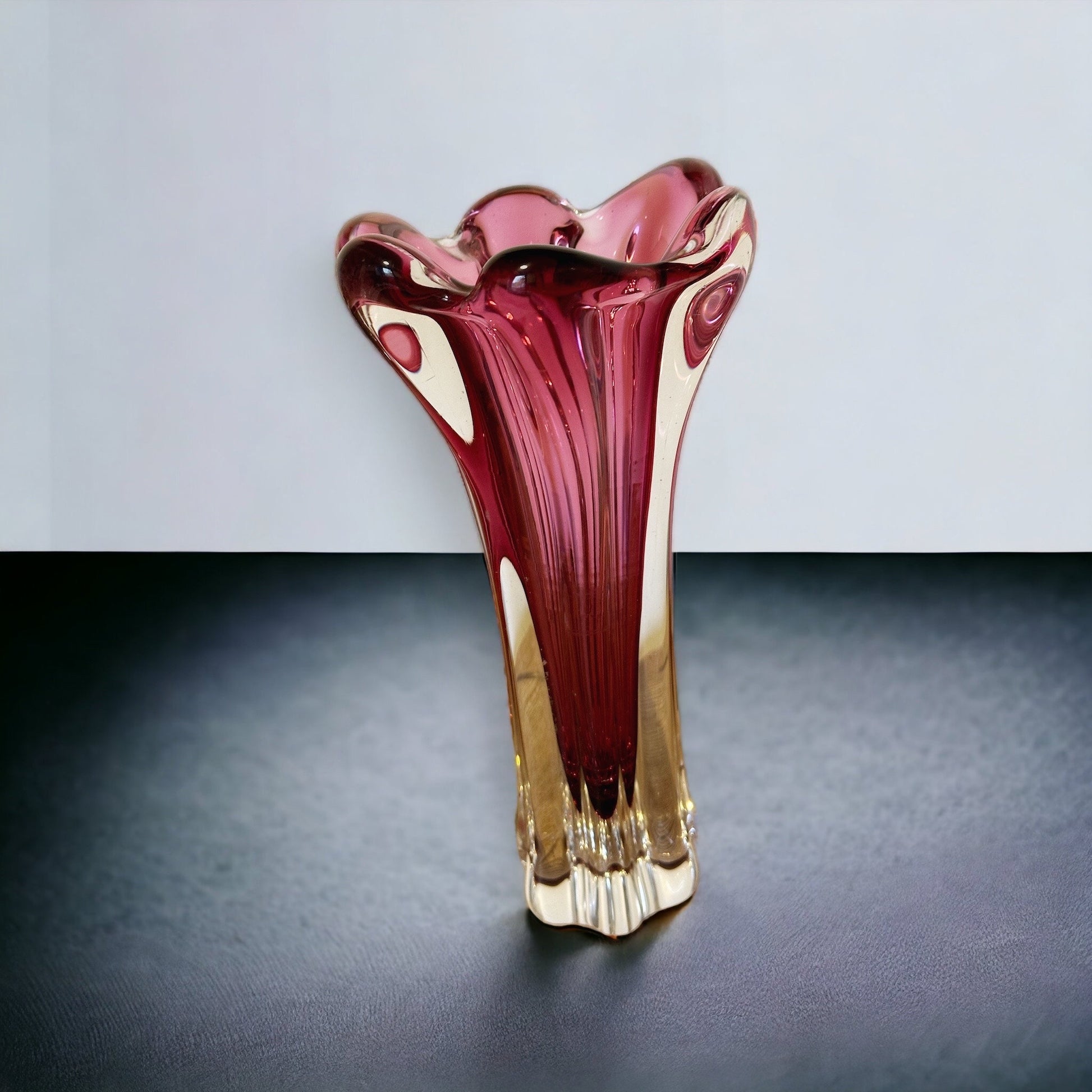 Dramatic Freeform 1960s Japanese Glass Vase