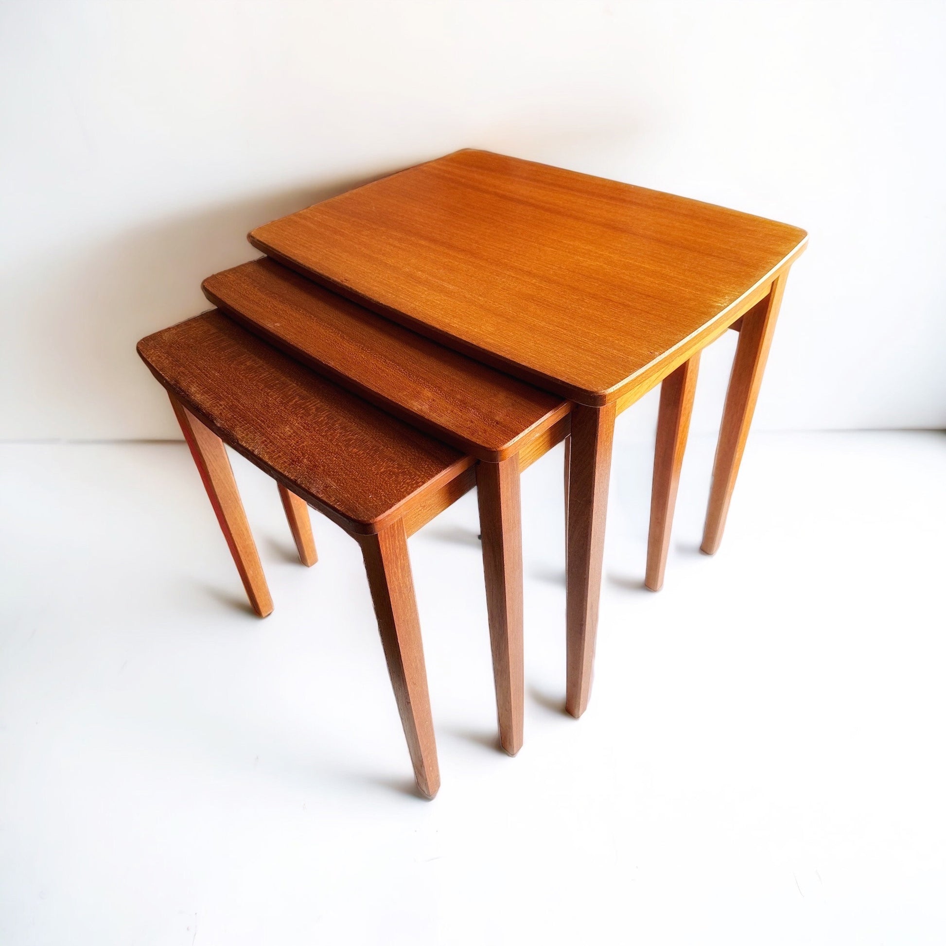 Vintage Modernist Nested Tables Teak Danish Style