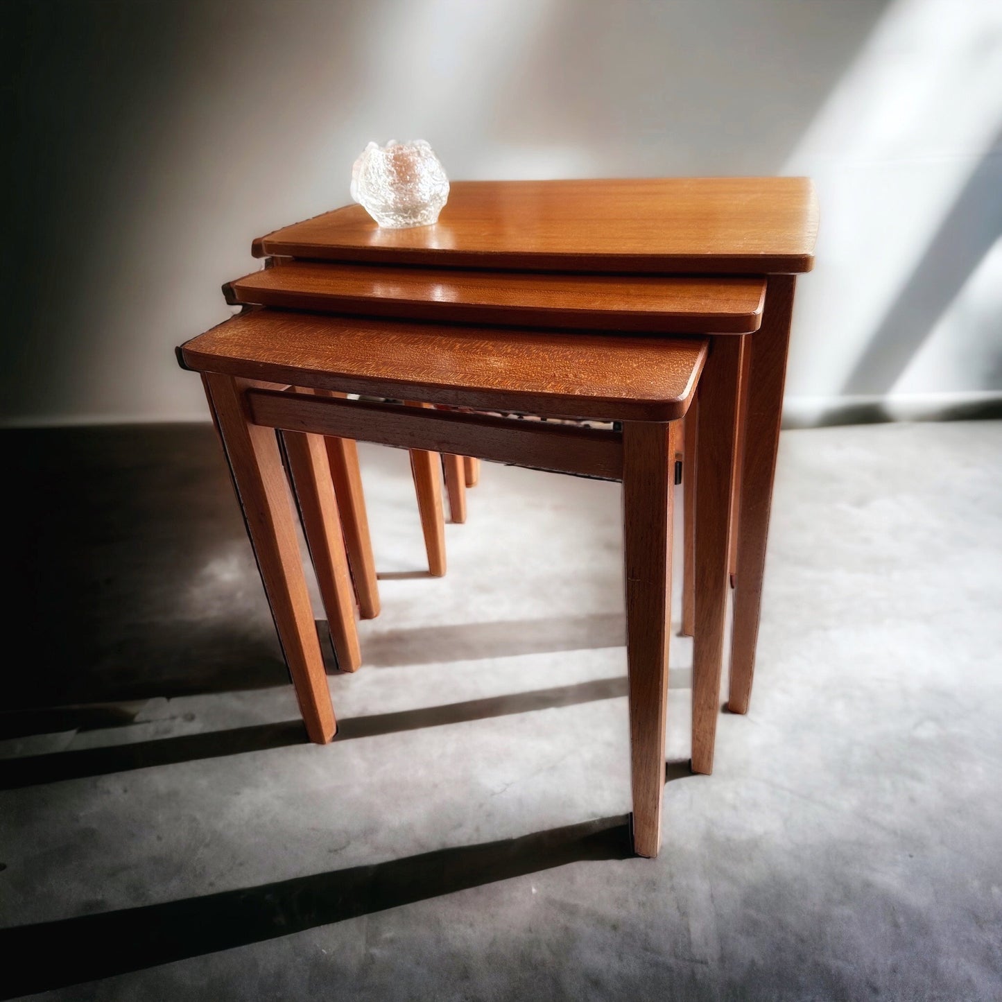 Vintage Modernist Nested Tables Teak Danish Style