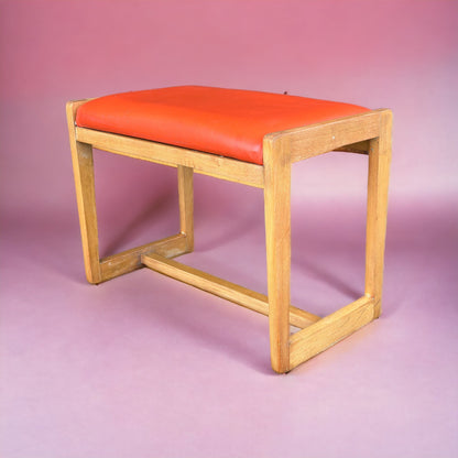 Stool Dressing Table Bench Rectangle Hardwood Frame Vinyl Upholstered Retro Vintage Midcentury