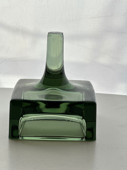 Dansk Design ‘Spike’ Candleholder, with Original Candle Designed by Jens Harald Quistgaard Green Glass Vintage
