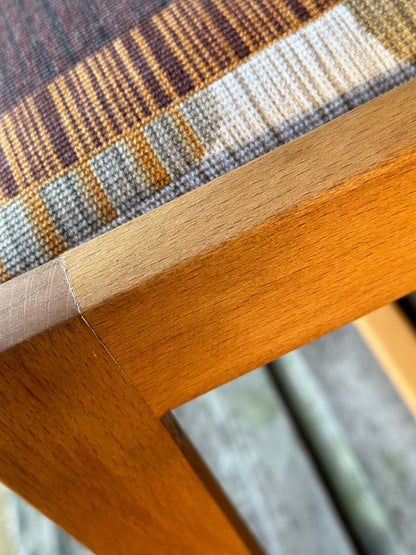 Bench Rectangle Hardwood Frame Upholstered Vintage Midcentury