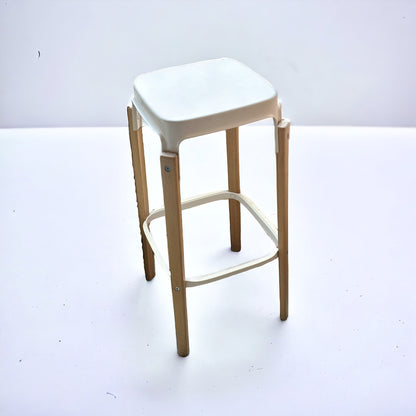 Steelwood Bar Stool Metal White Natural Wood Wood & Metal Set of 4