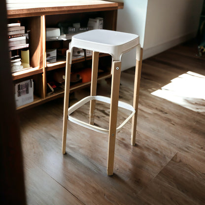 Steelwood Bar Stool Metal White Natural Wood Wood & Metal Set of 4