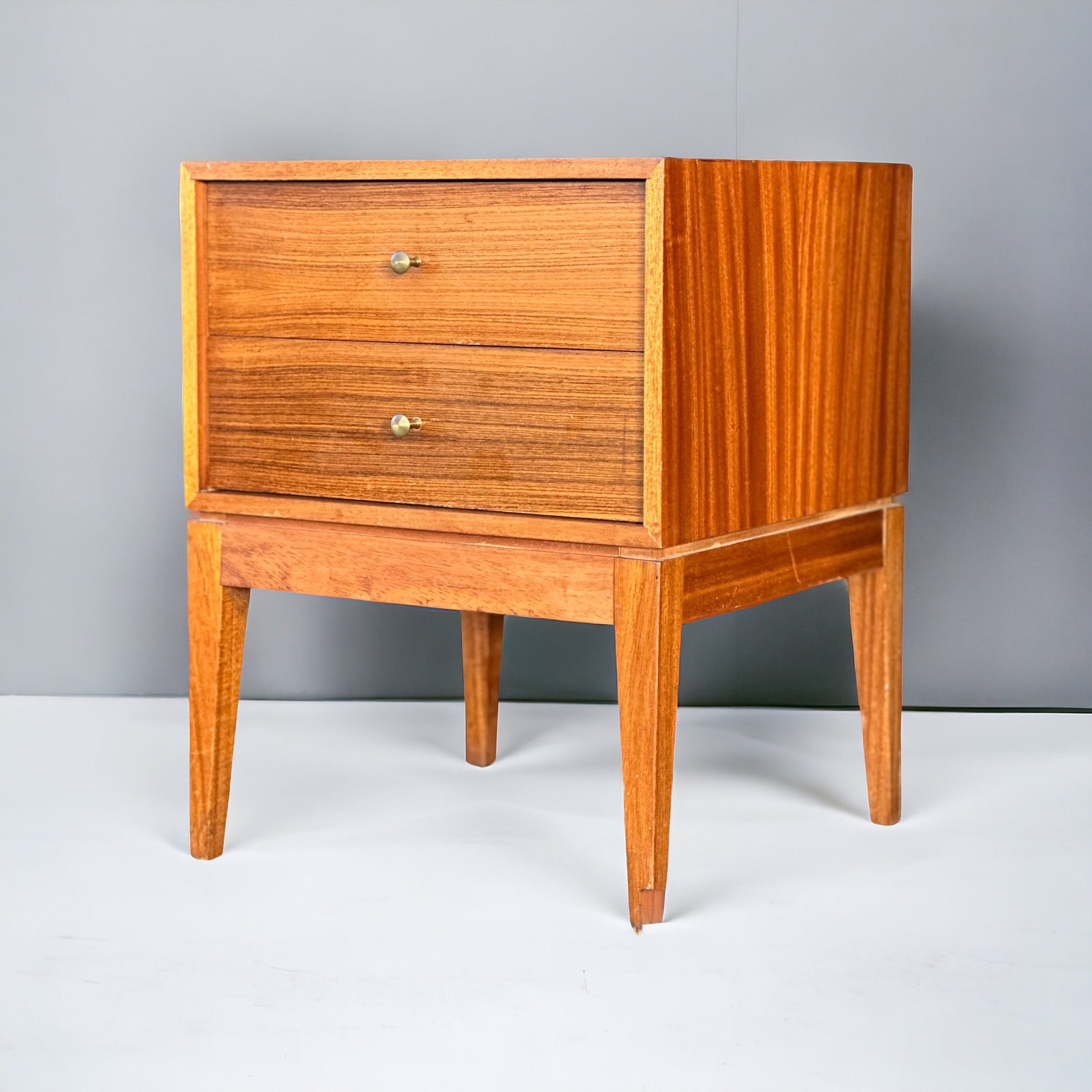 A Midcentury Two Drawer Bedside Cabinet by Uniflex 1960s
