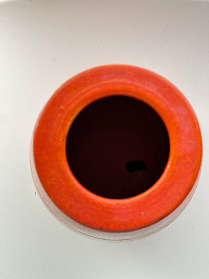 Vibrant Vintage Coiled Stoneware Vase - 1960s-70s Orange