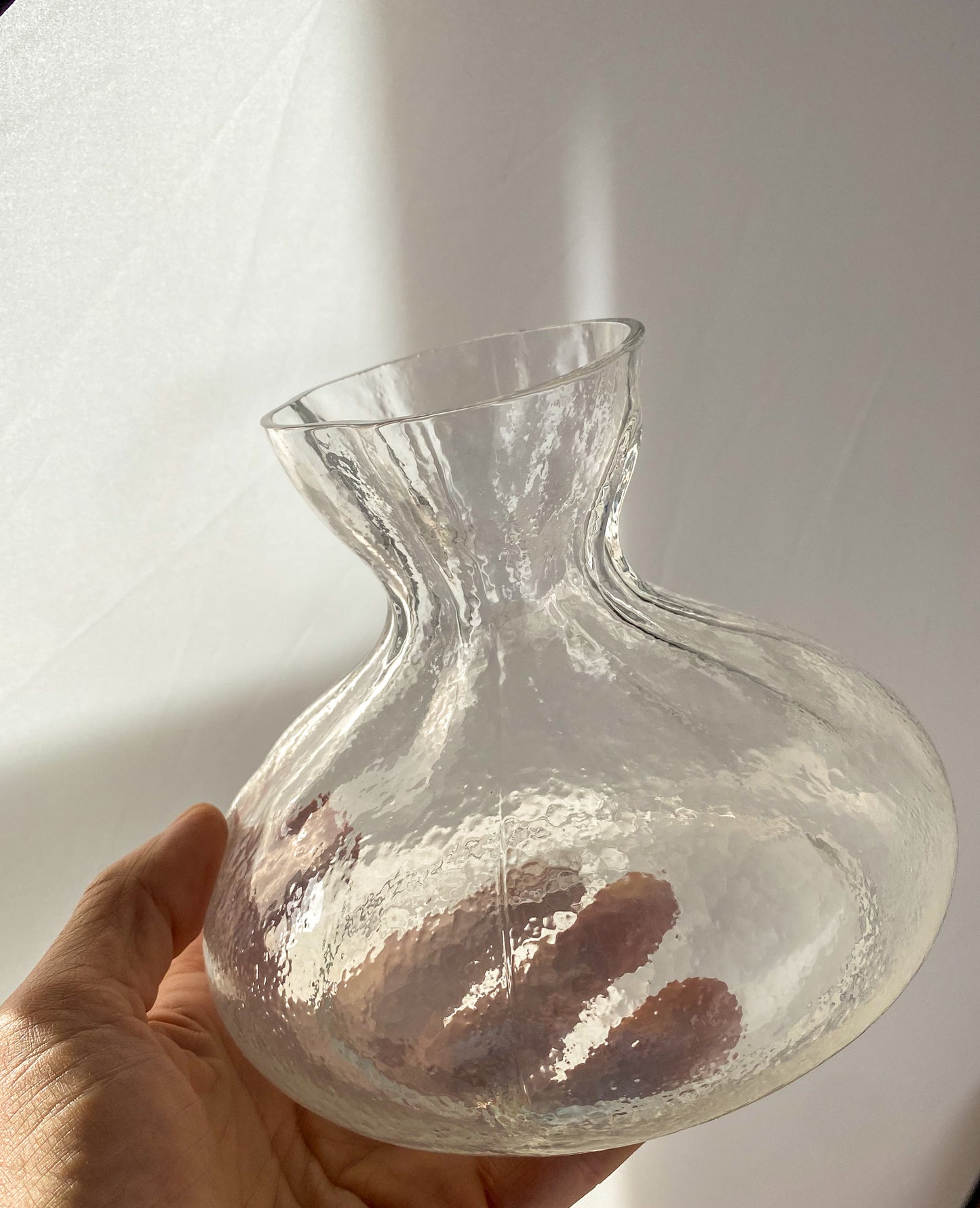 Scandinavian Sea Glasbruk Vase 'Glass Bag’  designed by Rune Strand Textured Glass