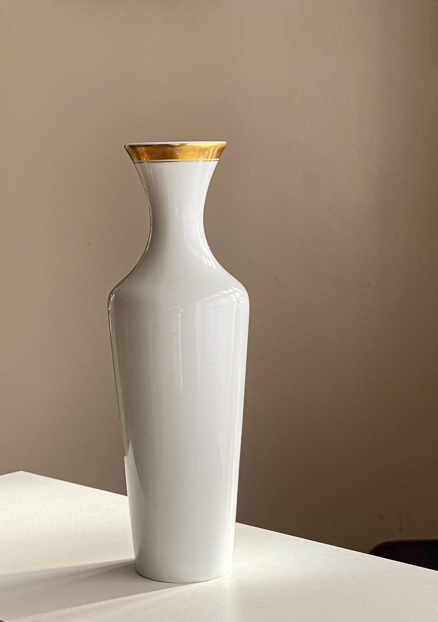 Hutschenreuther Selb Porcelain Vase Design by Robert Broch with  gold decor 1960/70s
