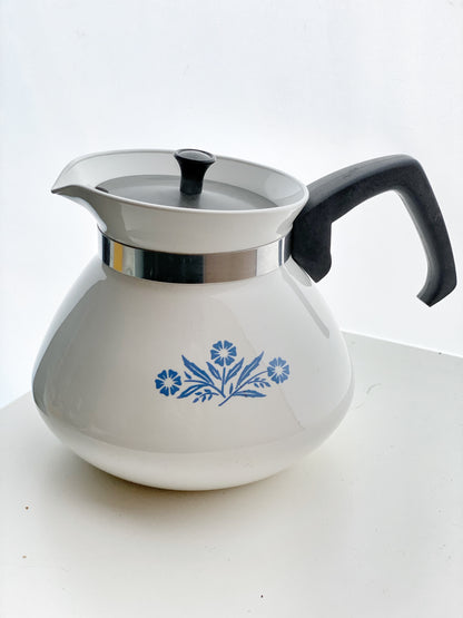 Vintage Pyrosil Coffee Pot with Cornflower Motif 1970s