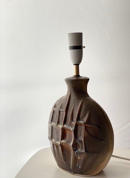 Midcentury Ceramic Lamp Geometric Decor Relief