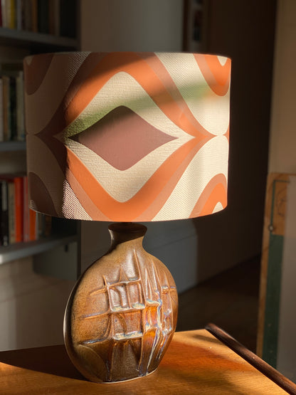 Midcentury Ceramic Lamp Geometric Decor Relief