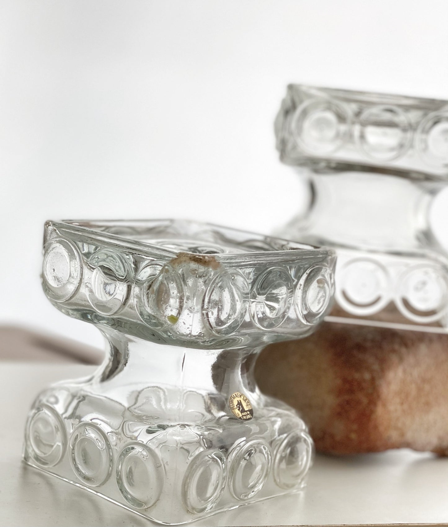 Single Kehra Glass candleholders by Tamara Aladin for Riihimaki/ Riihimäen Lasi Finland